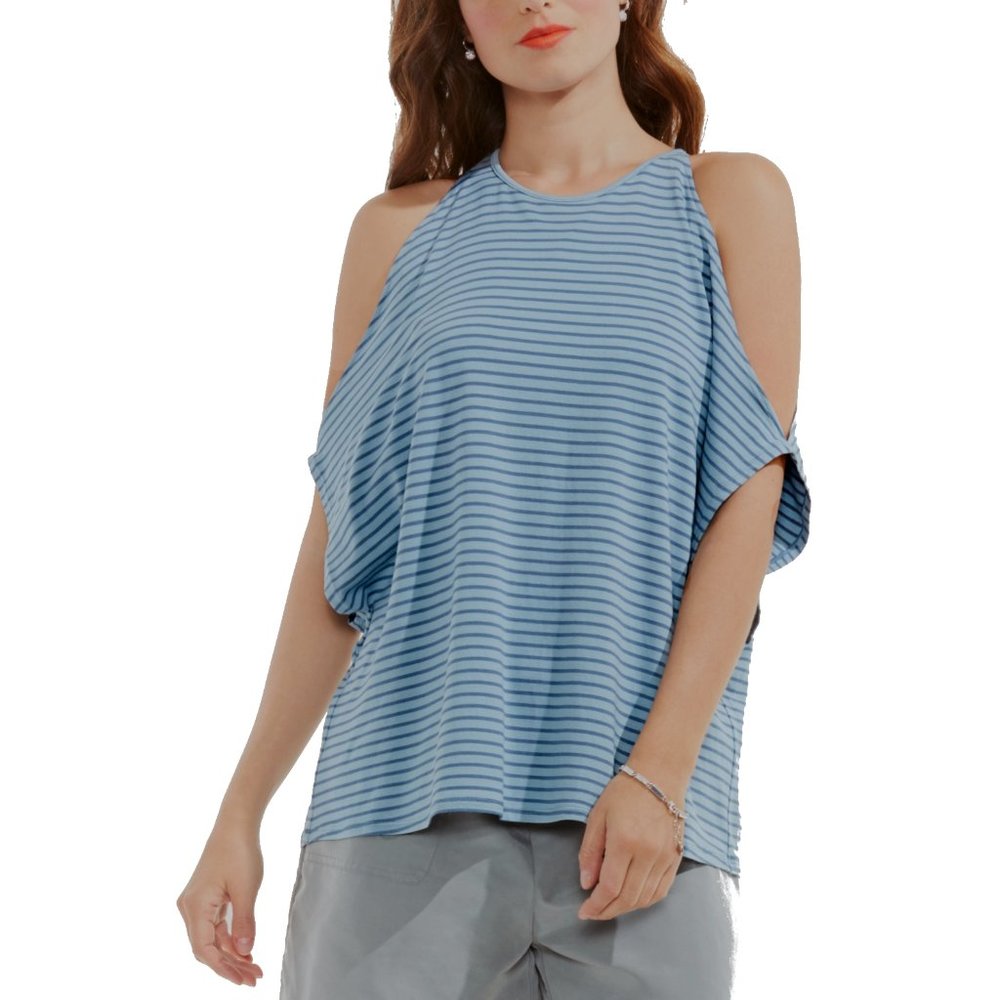NWT Vince Camuto Simple Stripe Cold Shoulder Top … - image 1